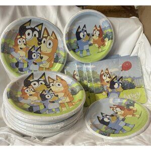 Bluey Party Dinner Paper Plates, Napkins, Lot of 16 NEW
